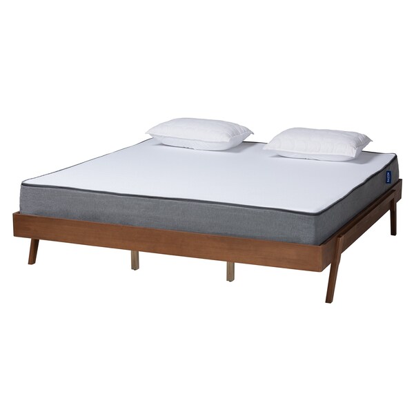 Sarita MidCentury Modern Ash Walnut Finished Wood King Size Bed Frame